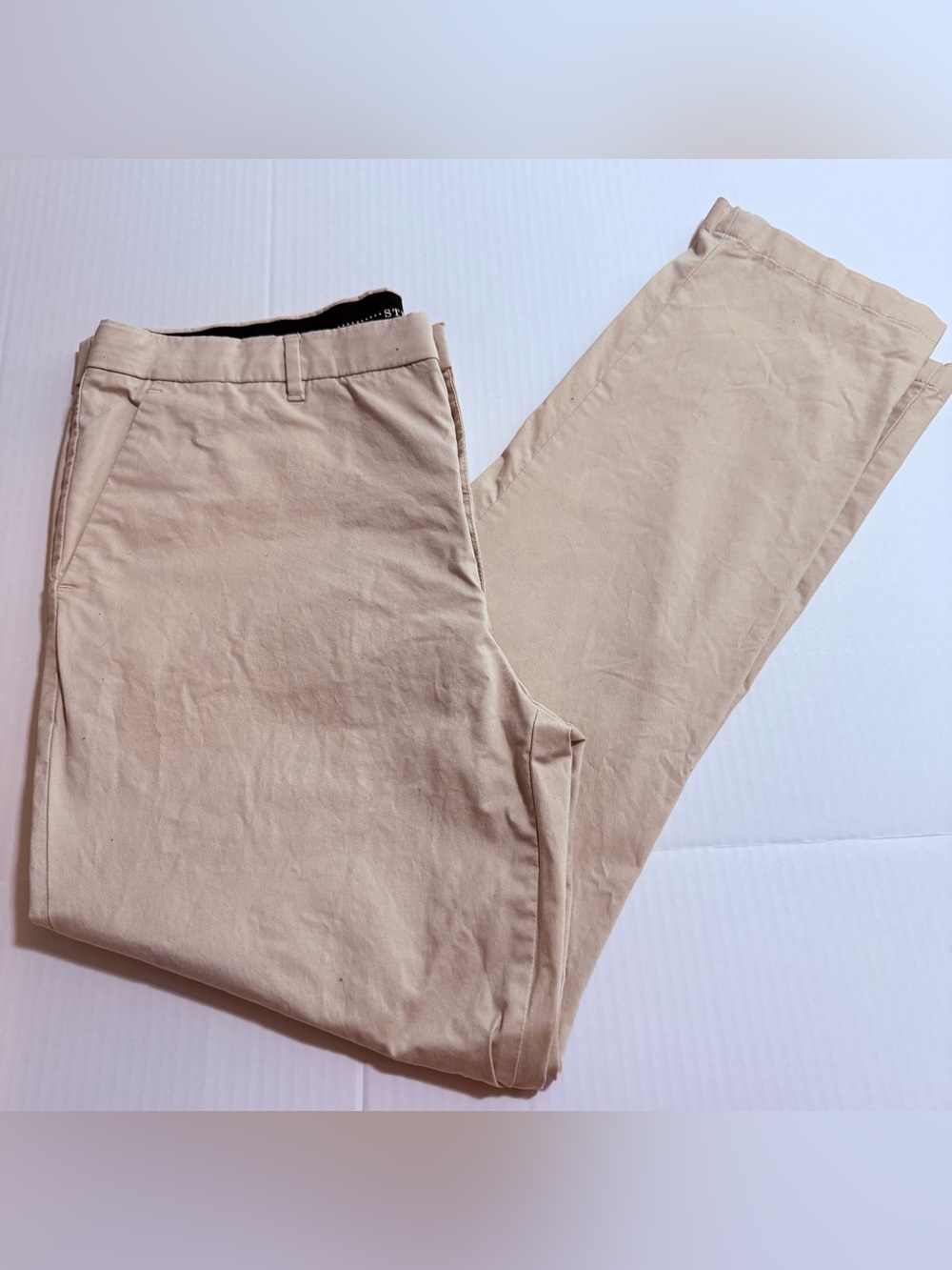 Alfani Men’s Beige Stretch Chino Pants 36W Regular Fit Straight